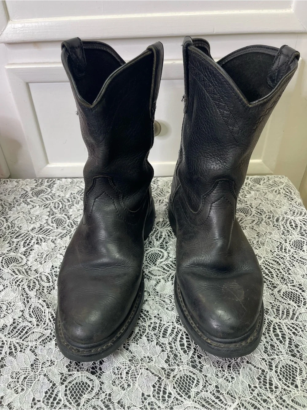 Ariat Mens Sierra Cowboy Western Work Boot BLK Leather 10002422 37201 SZ 8.5EE